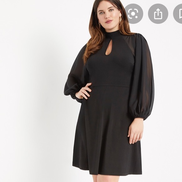 Eloquii Dresses & Skirts - Eloquii Slit Front Dress with Sheer Sleeves SZ 14